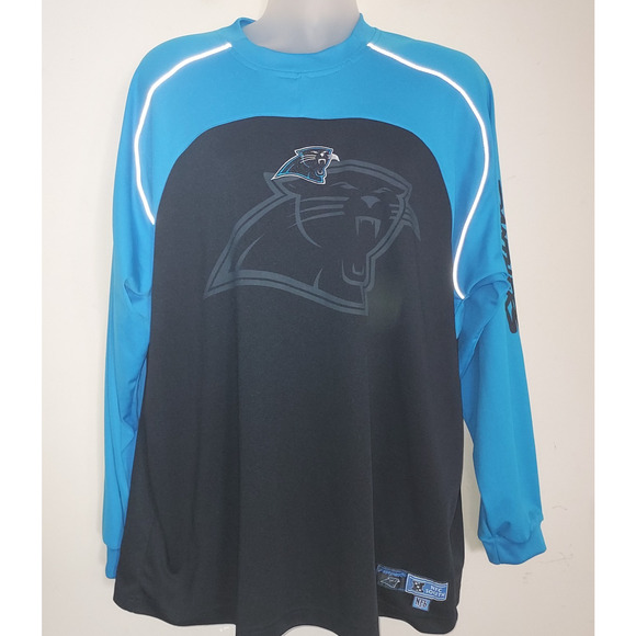 Carolina Panthers Mens Shirt XL Long Sleeve Crew Neck NFL Athletic Blue Black - Picture 1 of 8